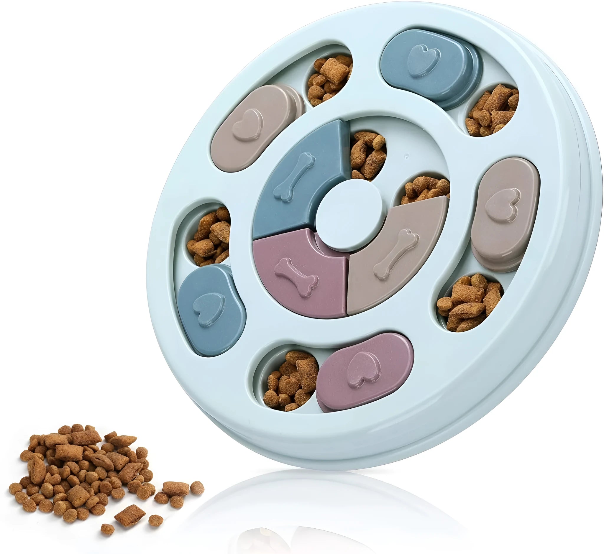 Dog puzzle feeder toy with sliding parts in blue, 28.5cm, for slow feeding and IQ training