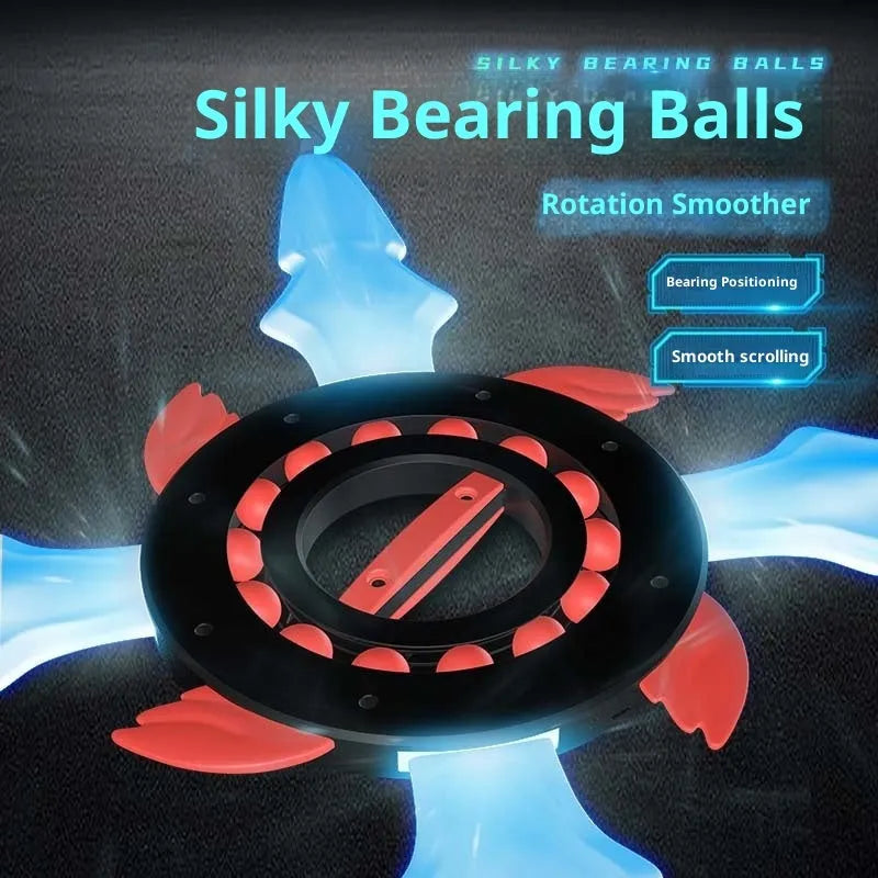 Light-up rotating shuriken toy in Cool Black or Maca Blue, supplied in a mail order box