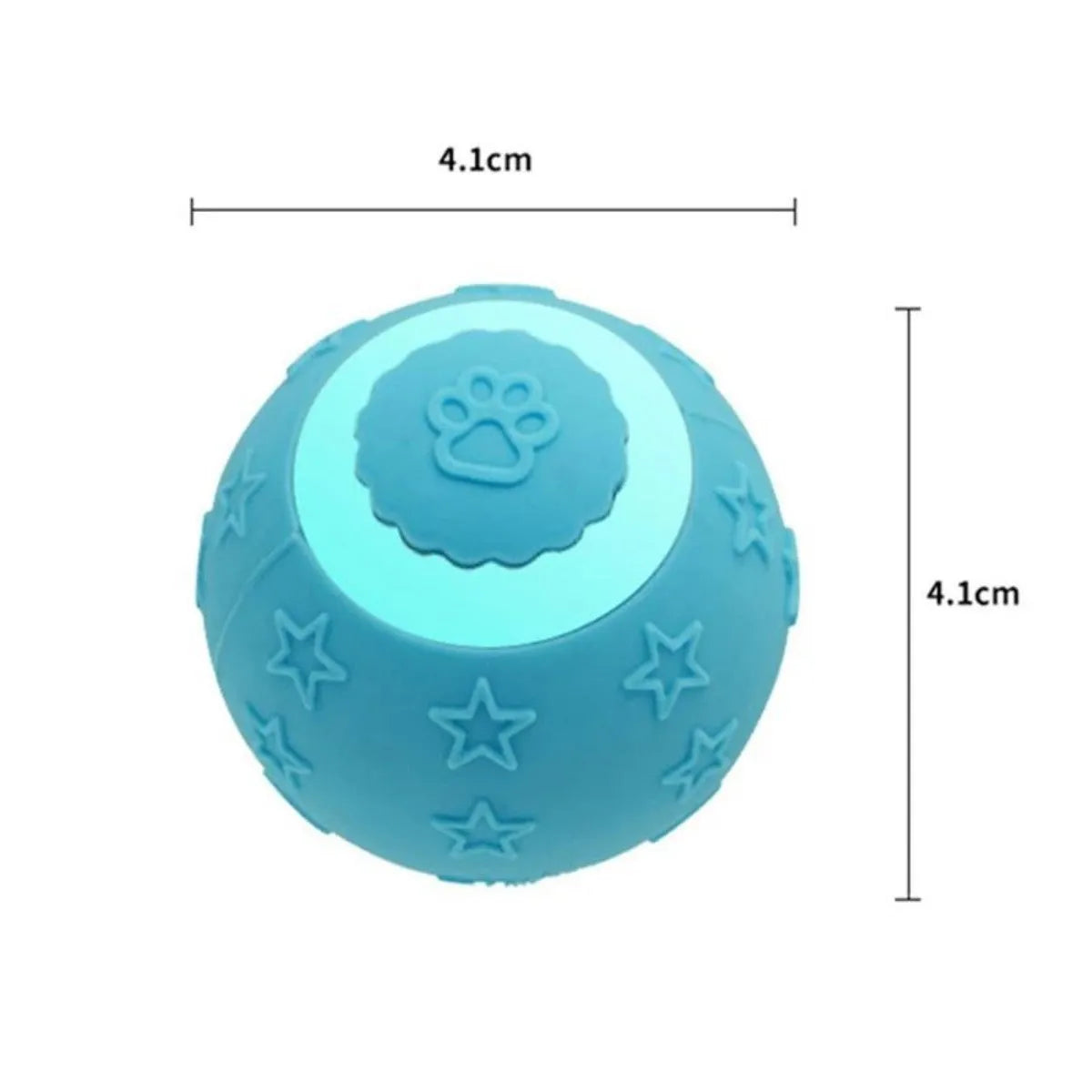Blue smart ball cat toy with rechargeable feature and rolling motion on a floor