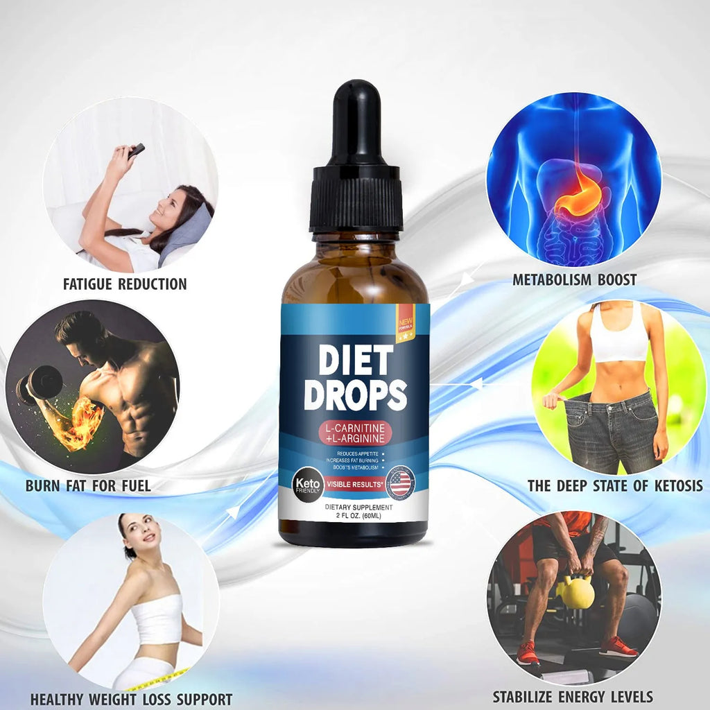 60ml bottle of ketone drops dietary supplement for body shaping.
