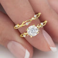 Rose gold simulation diamond couple rings in geometric design on copper band