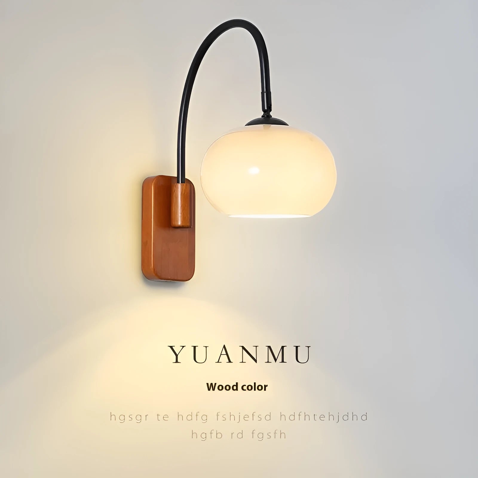 Creative retro glass wall LED lamp with milky white 32cm lampshade and iron body on a wall