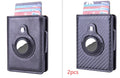 Automatic PU leather card wallet in Crazy Horse finish with anti-lost feature, card slots, and slim profile