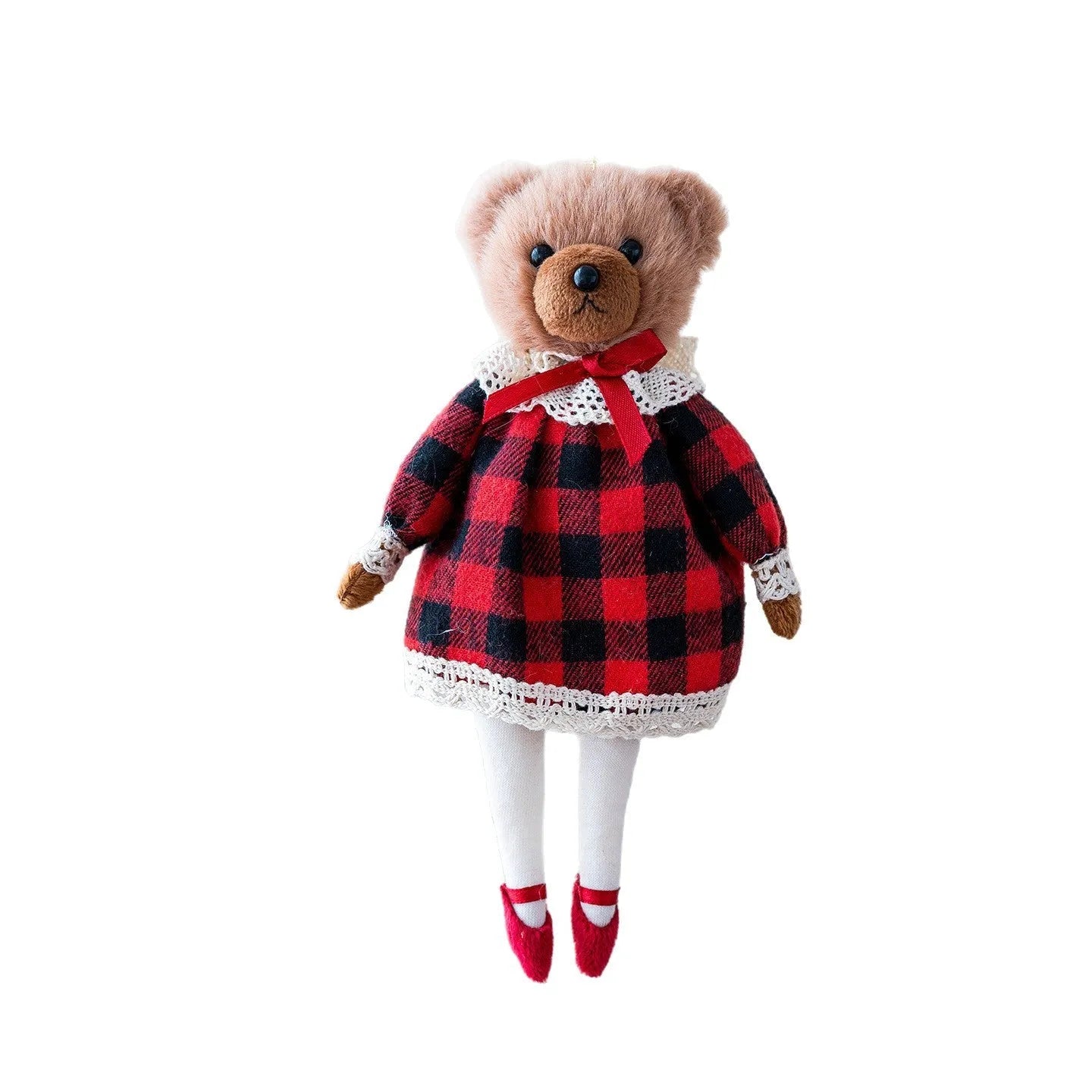 Plush couple bear doll set with plaid suits in gentleman and princess bear variants