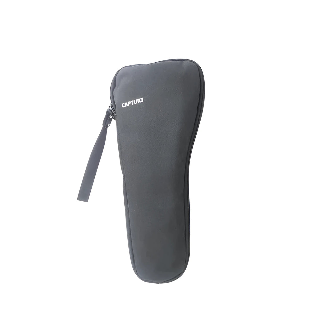 Black cloth storage pouch for a mobile phone gimbal, shown with magnetic flap open.