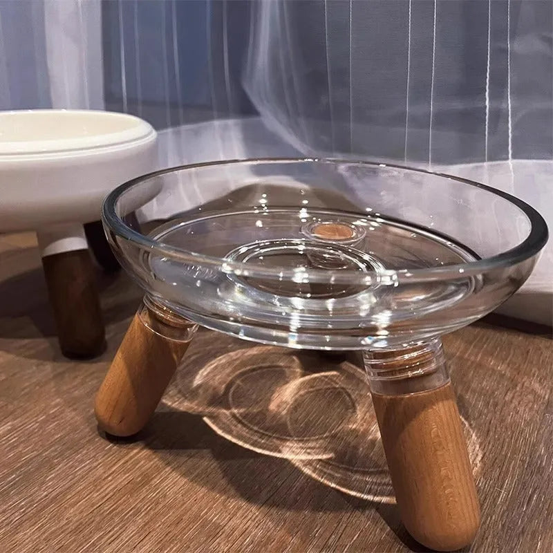 Plastic pet bowl with glass bowl light colour shelf not easy to knock over for cats and dogs