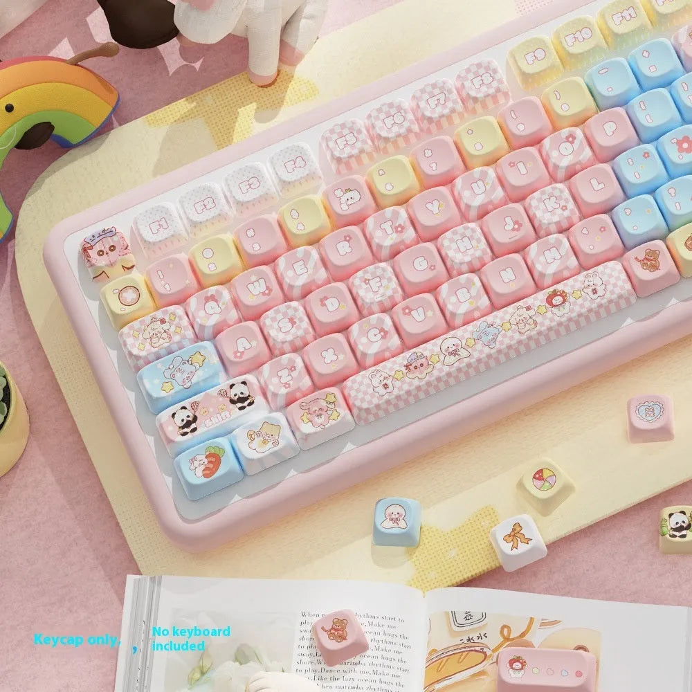 Doll design mechanical keyboard key cap set with sublimation printing in boxed packaging