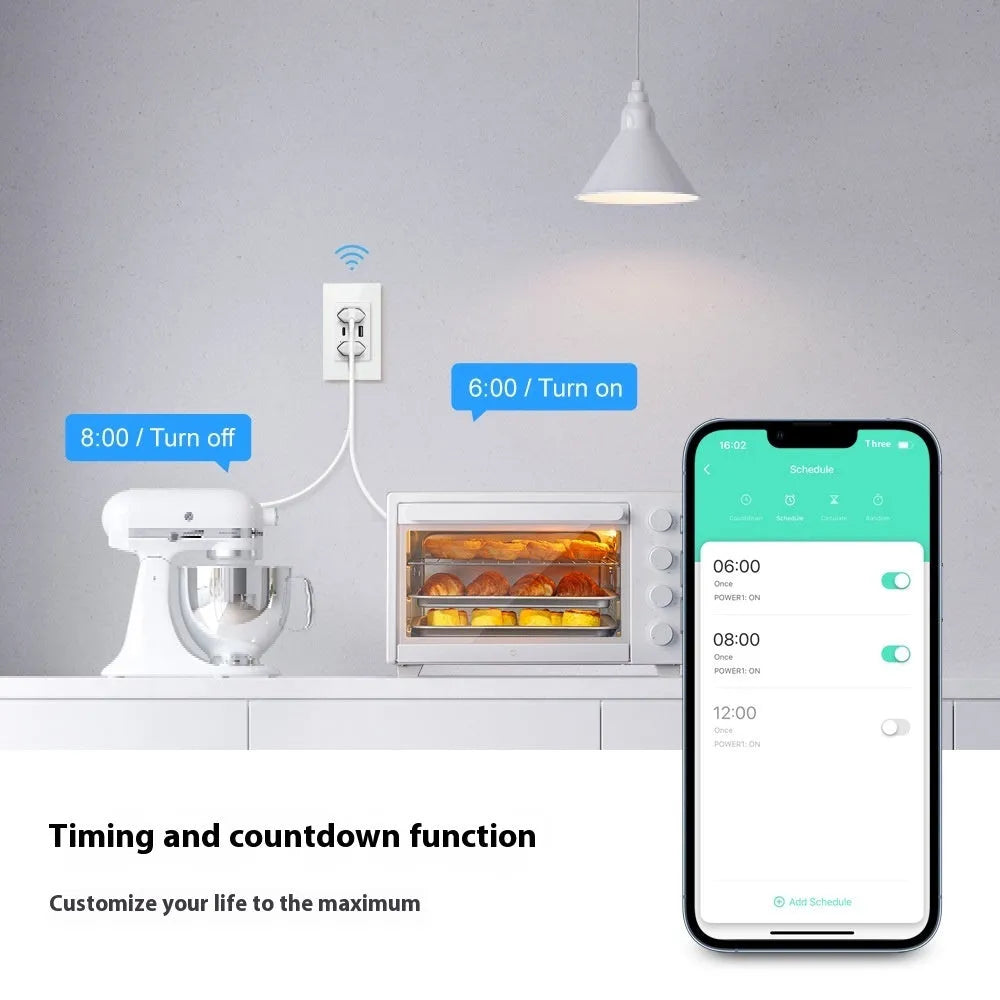 Brazil wall socket with 6 holes, 2 USB Type-C ports, Wi-Fi 2.4GHz, black model