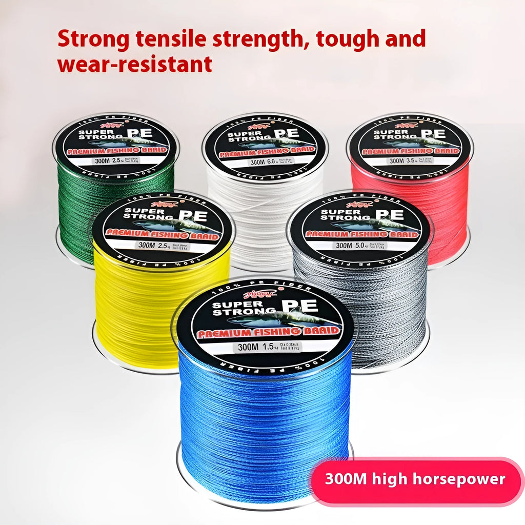 Dali Mayu PE braided fishing line spool in multiple colour options showing 300m length