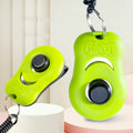 Plastic dog training clicker and whistle set in blue or green, whistle 10cm x 3.9cm, clicker 5.8cm x 3.8cm