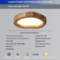 Round wood grain finish ceiling light in New Chinese style for bedroom.