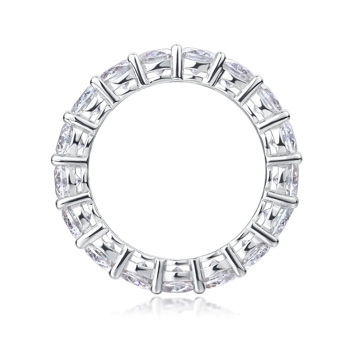 Starlight moissanite wedding ring set in S925 silver platinum plated on display in gift box, available in yellow gold and rose gold