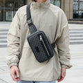 Men's printed crossbody shoulder bag with chest design and spine protection function