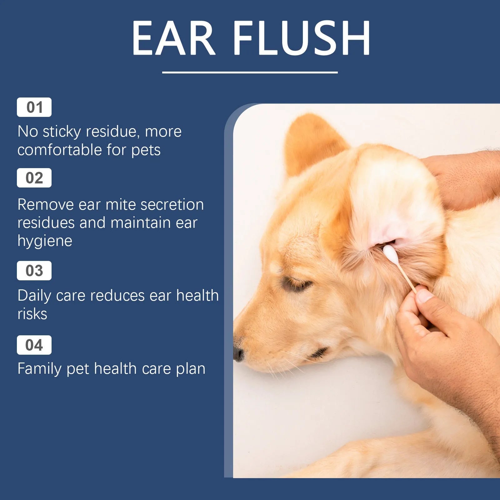 100ml bottle of gentle ear cleaner solution for dogs and cats on a white background.