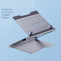 NBS01 aluminium alloy laptop stand with 8-in-1 docking station in deep space grey