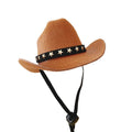 British cat cowboy hat in non woven fabric with ribbon details for small to medium cats