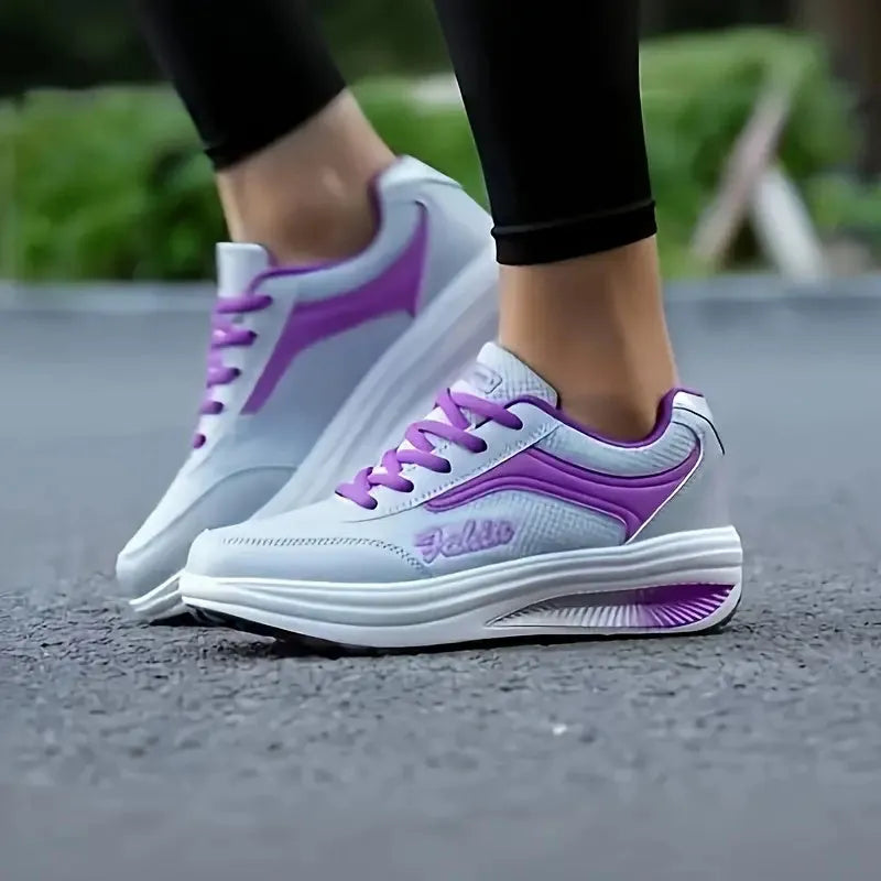 Women's heelless sports travel shoe in grey powder colour with a 3-5cm middle heel.