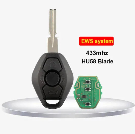 BMW three-button straight blade remote key replacement with ID44 chip