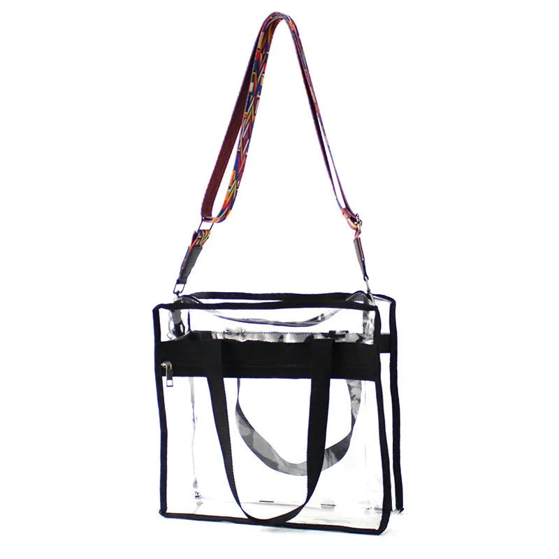 Women's transparent PVC messenger bag with double shoulder straps in various colour options