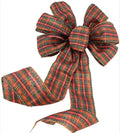 Red woolen plaid polyester velvet burlap bow for Christmas wreath decor