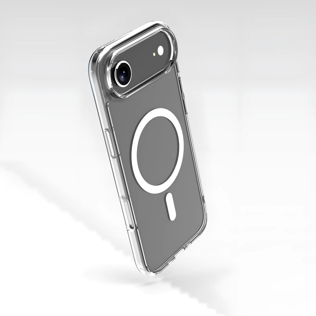 Transparent magnetic phone case for iPhone 17 series with TPU composite board and drop-resistant design