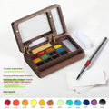 Miniature walnut wood watercolour paint box with a choice of paint suit colour lids.
