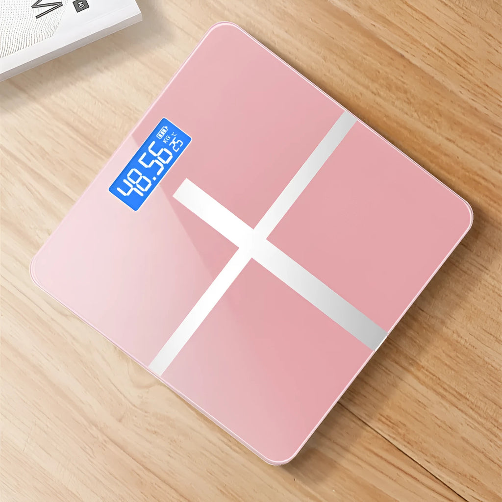 Electronic body weight scale with USB charging in choice of black, rose red or white colour