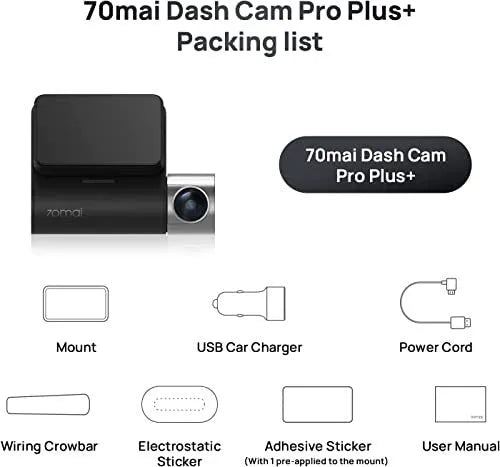 70mai A500S dash cam with 2-inch screen, black, mounted on windscreen
