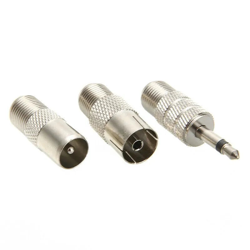 Five-piece metal antenna set with F head quick plug connectors, regular specification, silver colour.