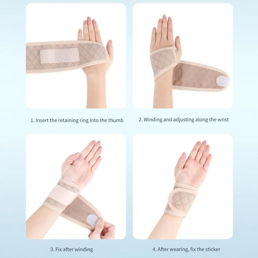 Adjustable wrist brace for carpal tunnel support, black unisex design with hook-and-loop strap