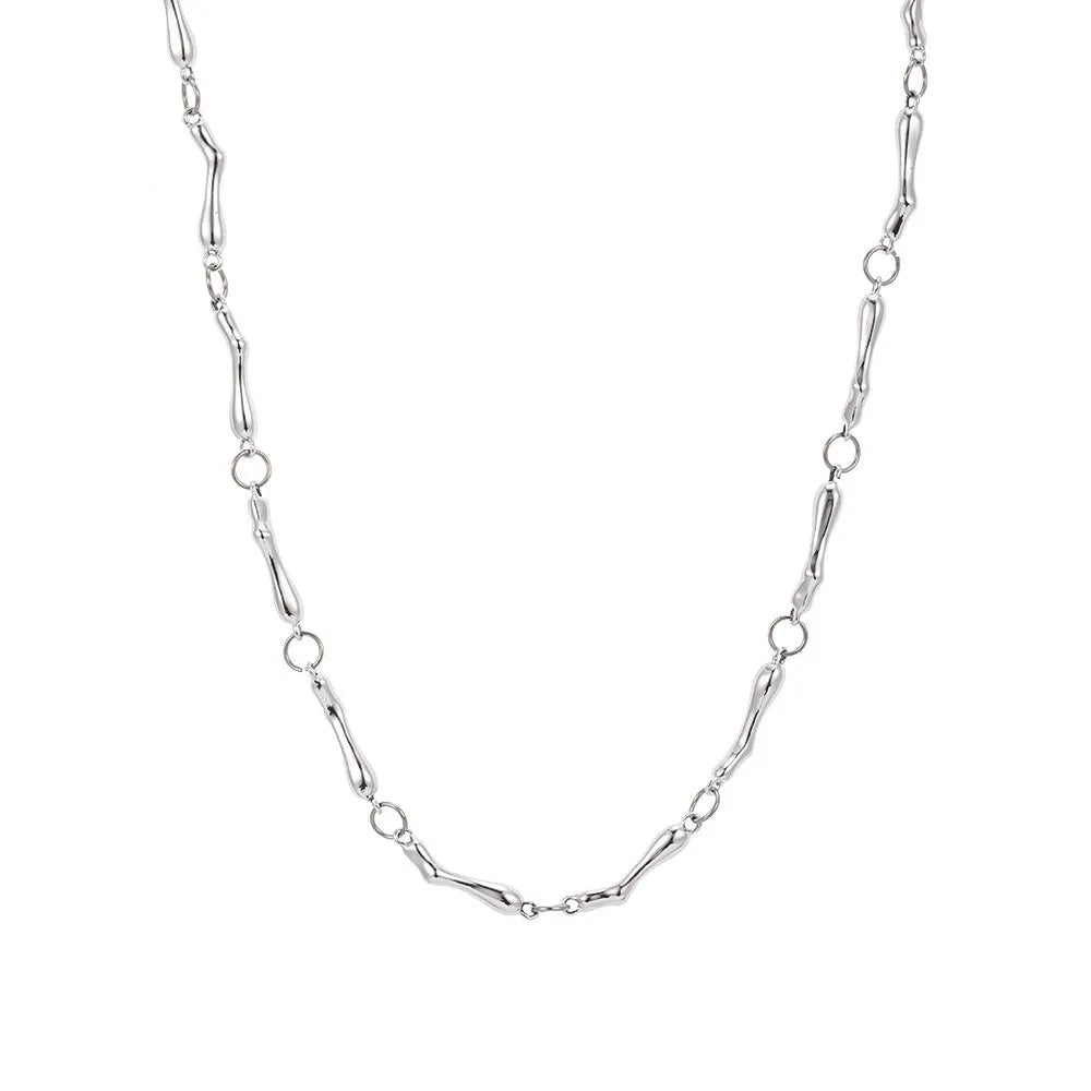 Thorn clavicle chain cold style necklace with titanium steel geometric pendant on 42cm alloy chain, electroplated finish