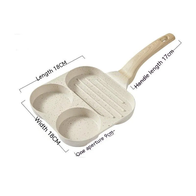 Aluminium alloy non-stick frying pan Japanese-style breakfast pan with oil brush and food clip in elegant white finish