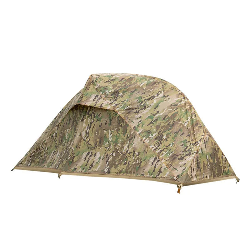 Single person military hiking tent in camouflage colour for four-season outdoor camping