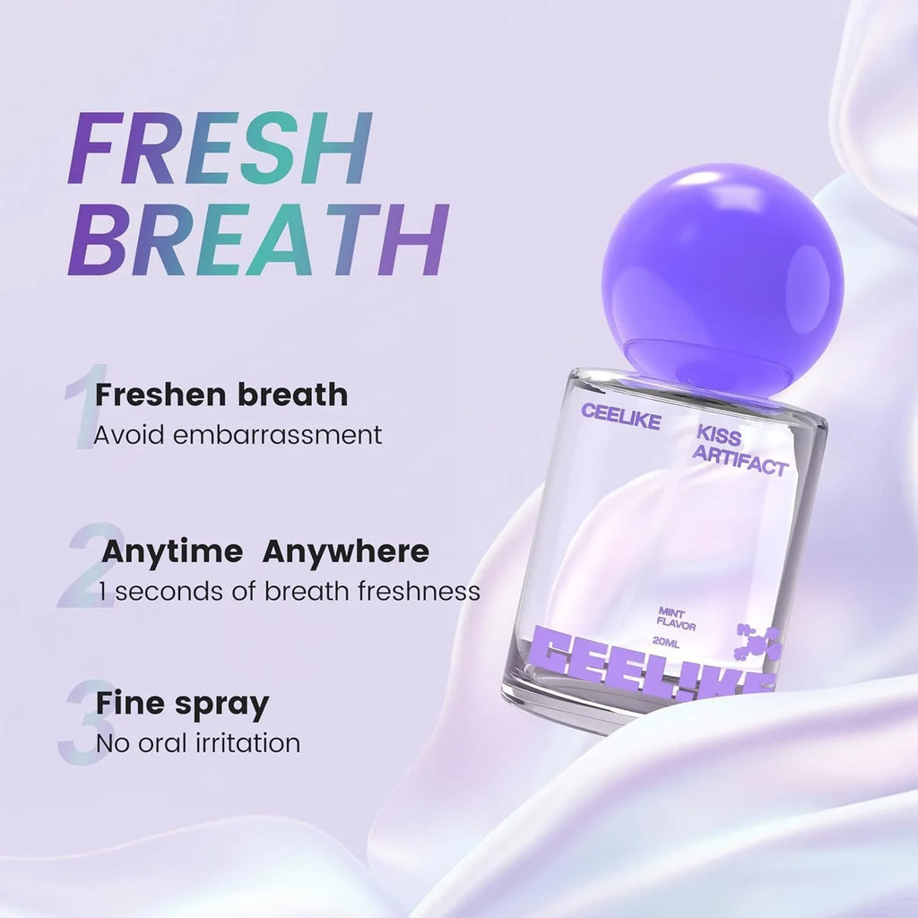 White 20ml portable oral spray bottle with blue cap and probiotic labelling