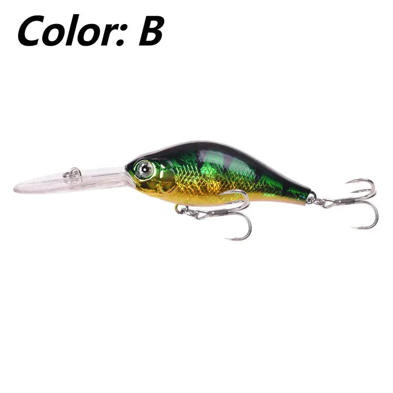 Little fat man Mino fishing lure showing floating rock design and deep diving tongue board