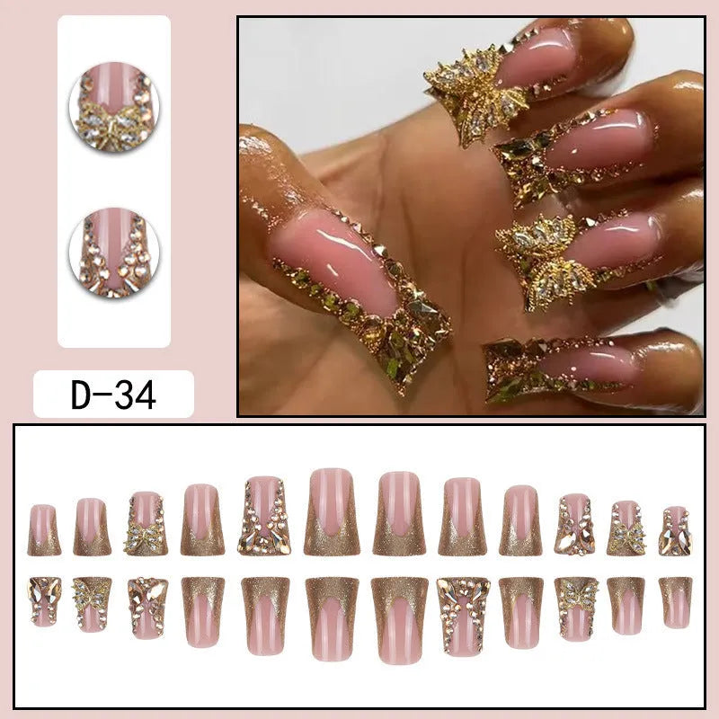Golden Diamond In The Debris butterfly nail art stickers with jelly glue adhesive