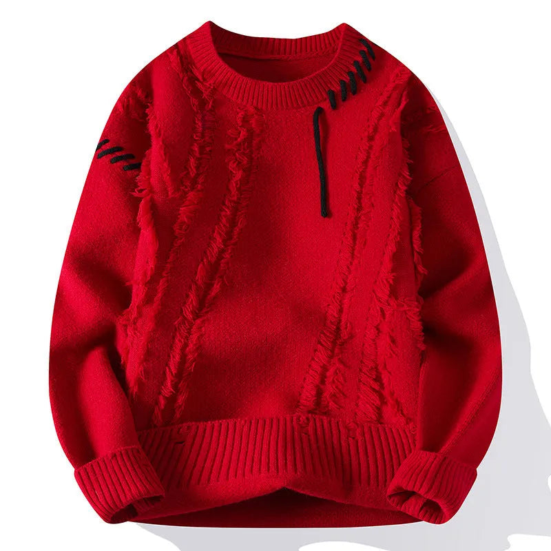 Crew neck pullover sweater in slim fit, acrylic blend, available in five colours, sizes 165 to 190, for autumn daily wear