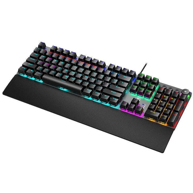 Rainforest Tarantula 95-key wired USB mechanical film gaming keyboard in magic colour, shown with or without hand rest