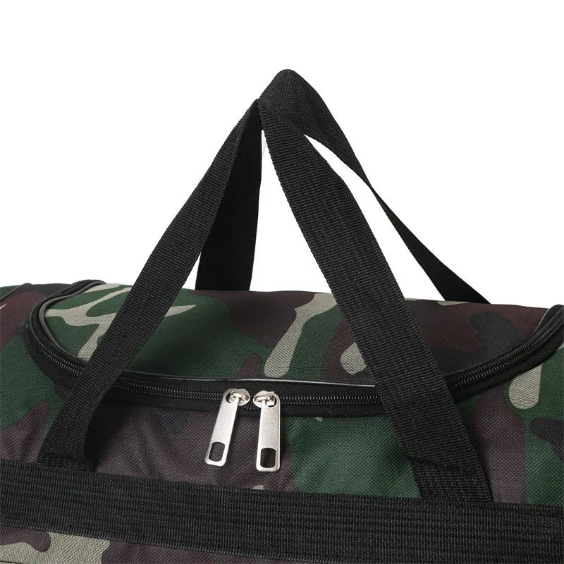 Camouflage pattern waterproof luggage bag with below 20-litre capacity and striped polyester lining