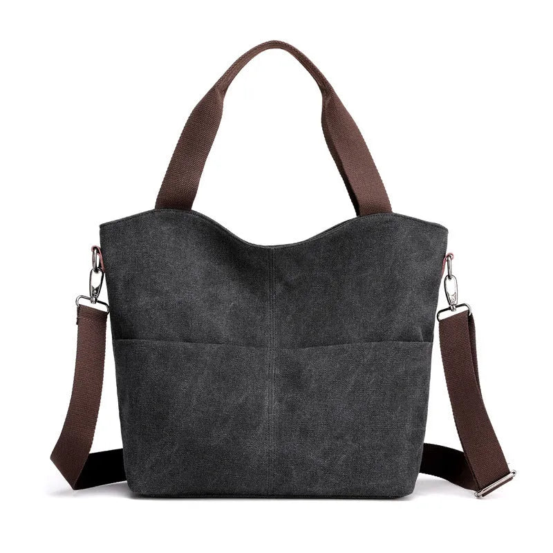 Canvas tote bag horizontal square shape with zipper closure, 30x11x32cm, plain design, blue colour