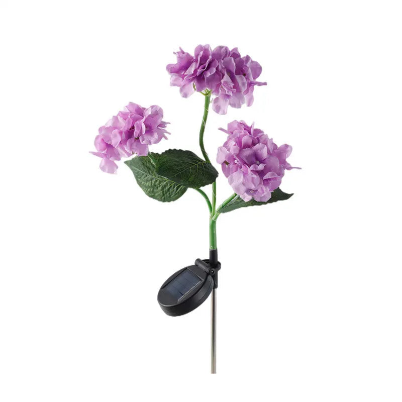 Solar hydrangea garden lights in five colours with rubber construction for outdoor decoration