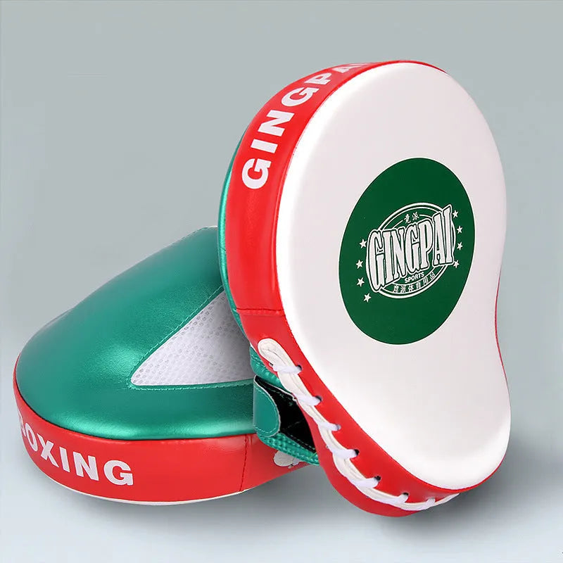 Vertical gold and green PU baffle target for boxing and Sanda martial arts training.
