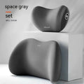 Car lumbar support and headrest pillow set in memory foam with milk silk cover