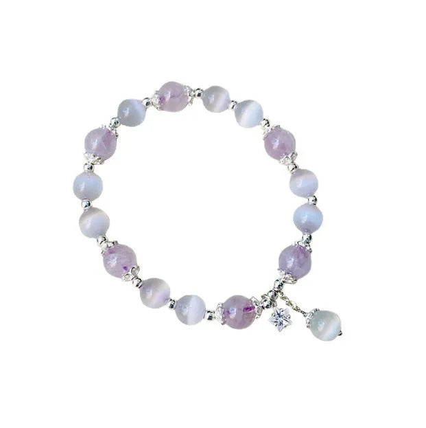 Handmade opal amethyst crystal bracelet with moon-shaped centrepiece over 20mm