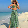 Women's three-piece bikini swimsuit set in quick-dry polyester fabric with multiple pattern options
