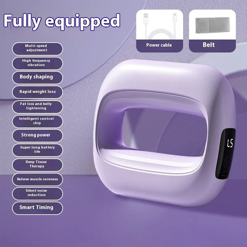 Mini massage gun in girl pink, noble purple, or blue with LED screen, 3 speeds, waist belt, and power cord
