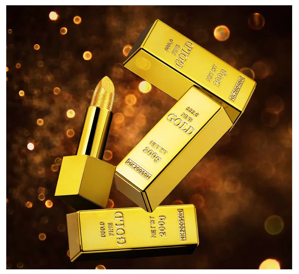 Gold brick tube design lipstick kit with 6 colour lipsticks in a set