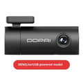 Mini Lite driving recorder with 1296p resolution and Starlight night vision, compact black body on windscreen