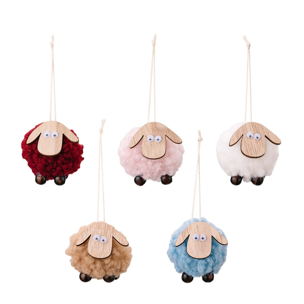 4.5cm felt deer Christmas pendant ornament in five colours on a tree branch