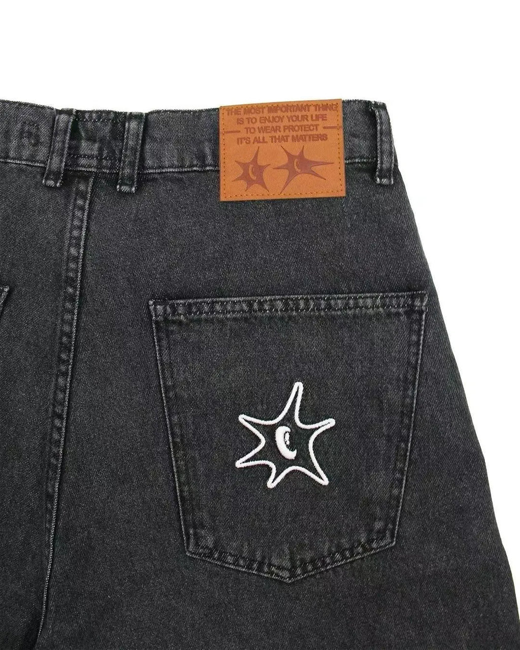 Men's straight cut denim shorts in D36 colour with hip hop styling and micro elastic fabric